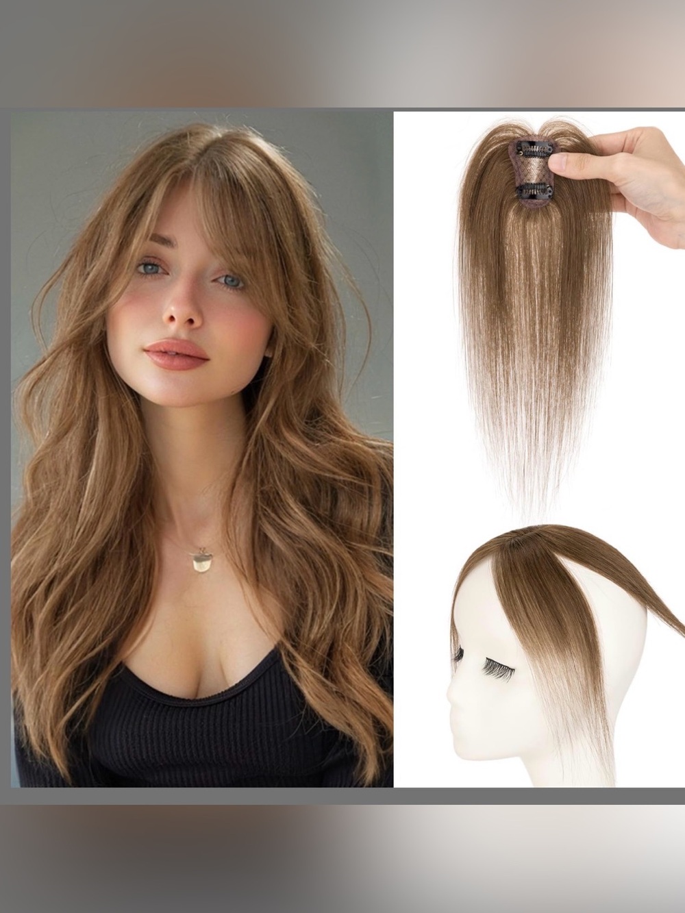 S-Noilite Bangs Hair Clip,360° 3D Cover Real Clip In Bangs Human Hair Toppers
